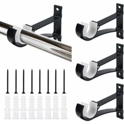 [NUNCA USADO] Soportes para barra de cortina de aleación de aluminio (paquete de 4), 118 cm, resistente a la corrosión, con tornillos y tubo de expansión para sala de estar, oficina y escritorio.