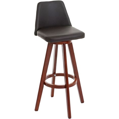 [NUNCA USADO] Taburete de bar HHG-569, taburete de bar taburete de mostrador, madera imitación cuero giratorio, marrón