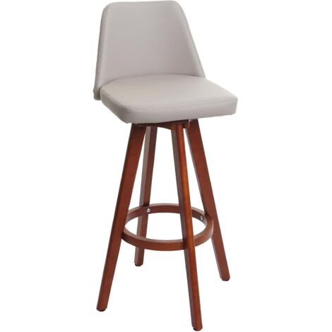 [NUNCA USADO] Taburete de bar HHG-569, taburete de bar taburete de mostrador, madera imitación cuero giratorio, taupe