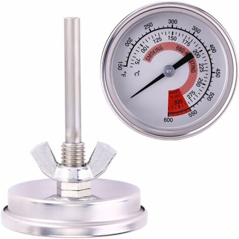[NUNCA USADO] termómetro de acero inoxidable para horno, termómetro para cocina, termómetro para horno de pizza, termómetro para barbacoa, parrilla y horno de pizza. Mide de 75 a 300 °C (150 a 600 °F)