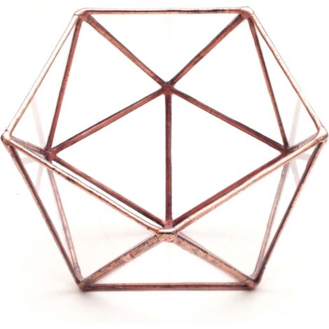 [NUNCA USADO] Terrario geométrico triangular hemisférico, maceta de vidrio para bonsái hecha a mano, decoración de mesa para suculentas (plantas no incluidas), color cobre