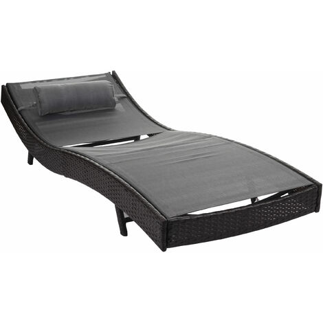 [NUNCA USADO] Tumbona Savannah, tumbona relax jardín, poly rattan, marrón moteado, funda gris