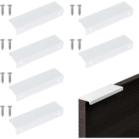 [NUNCA UTILIZADO] Tirador para muebles, juego de 6 tiradores blancos para puertas de cocina, tirador invisible para armarios de cocina, tiradores de aleación de aluminio con tornillos para cajones.