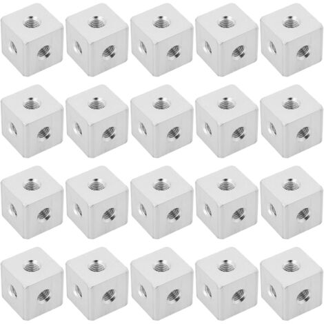 [NUNCA UTILIZADO]20 conectores de cubo de aluminio M3, bloque de fijación hexagonal cuadrado para láminas acrílicas fijas, herrajes de iluminación, 10 x 10 x 10 mm
