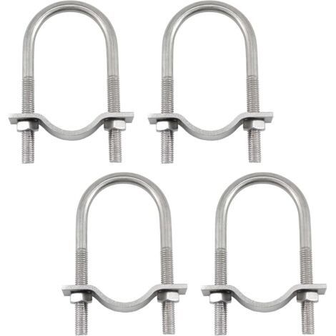 [NUNCA UTILIZADO]4 abrazaderas en U de acero inoxidable 304 con placas y tuercas de 6 x 42 x 62 mm