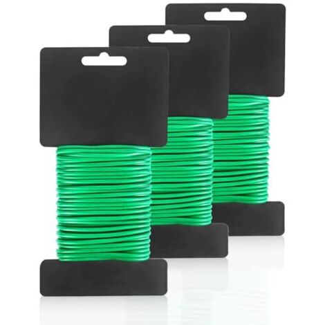 [NUNCA UTILIZADO]Alambre de goma para plantas (paquete de 2) - 3,5 mm x 20 m - Verde - Alambre de jardín suave y engomado - Alambre grueso para atar - Para plantas trepadoras - Soporte para plantas en