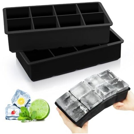 [NUNCA UTILIZADO]Bandeja para cubitos de hielo, 2 piezas, 16 compartimentos, molde de silicona para cubitos de hielo, cubitos de hielo cuadrados reutilizables de 5 cm para comida de bebé, purés de fru
