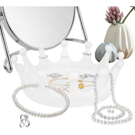 [NUNCA UTILIZADO]Bandeja para joyas  Porta joyas con forma de corona - Bandeja decorativa para baño, mesita de noche, escritorio y tocador