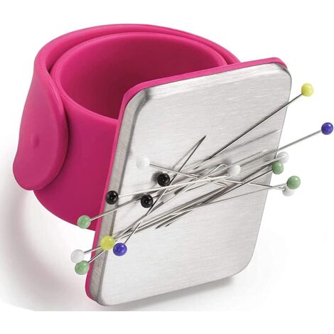 [NUNCA UTILIZADO]Cojín magnético para alfileres de costura, 1 pulsera magnética para alfileres, soporte magnético para alfileres con pulsera para coser y bordar.