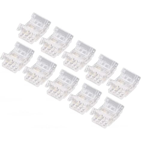 [NUNCA UTILIZADO]Conectores de tira LED COB de 10 mm y 3 pines, 10 unidades, transparentes, sin soldadura, para el hogar, la escuela y la oficina.