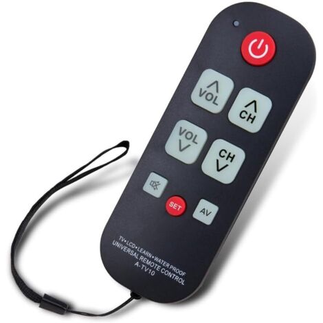 [NUNCA UTILIZADO]Control remoto universal A-TV10 para TV para personas mayores, resistente al agua, con luz LED para modelos de TV.