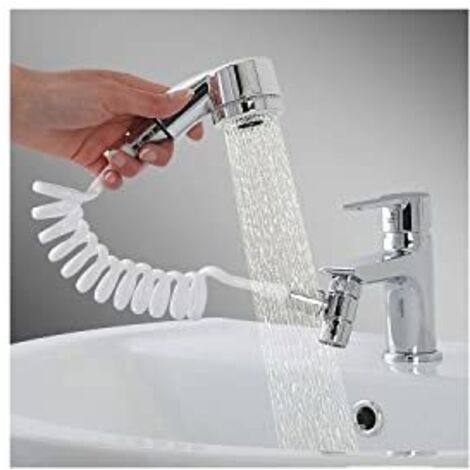 [NUNCA UTILIZADO]Ducha universal fácil para lavabo, ducha para ducha, sifón de cocina, fácil de instalar, fijación con bioadhesivo, práctica y compacta.
