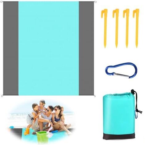[NUNCA UTILIZADO]Esterilla de playa de 210 x 200 cm, antiarena, manta de picnic con 4 pinzas, plegable para playa, camping y picnic.