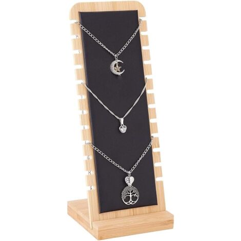 [NUNCA UTILIZADO]Expositor de collares de madera, caballete para exhibición de collares, expositor de joyas, vitrina para collares, panel para joyas, soporte para collares con 12 ranuras, para collare