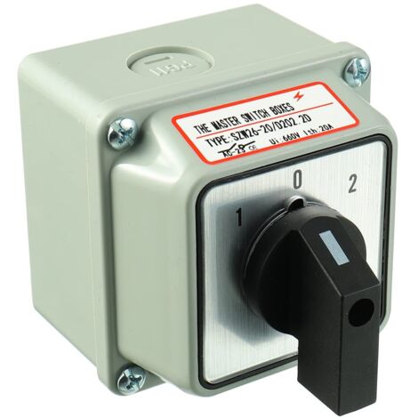 [NUNCA UTILIZADO]Interruptor giratorio universal SZW26-20/D202.2D con interruptor principal externo LW28-20/4, 660 V, 20 A, ON-OFF, 3 posiciones, 2 fases, 8 terminales