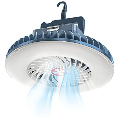 [NUNCA UTILIZADO]Lámpara LED de camping con ventilador, recargable por USB, ventilador de camping con luz, lámpara de tienda, linterna, batería externa, accesorios de camping [Clase energética F]
