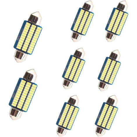 [NUNCA UTILIZADO]Luz LED para interior de coche, 8 unidades, 39 mm, 500 lúmenes, 3 vatios, 36 MSD, 12 V, Plug and Play, luz de techo LED, bombilla LED tipo festón, xenón, blanca