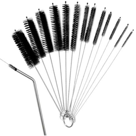[NUNCA UTILIZADO]Paquete de 10 cepillos para limpiar pipas - Juego de cepillos para limpiar pajitas  Cepillos de nailon, cepillos de limpieza con gancho, cepillo pequeño para pajitas, vasos y teclados