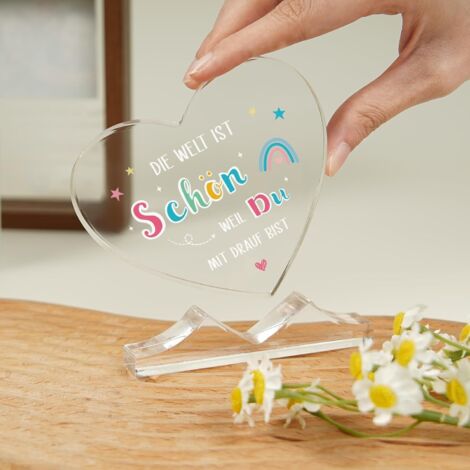 [NUNCA UTILIZADO]Regalo para mamá, regalo para papá en forma de corazón, regalo personalizado para abuela, decoración acrílica única en forma de corazón, para decoración del hogar, San Valentín, regal