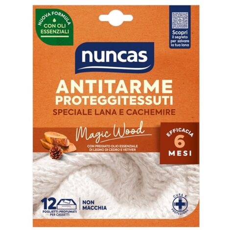 NUNCAS ANTITARME PROTEGGITESSUTI FOGLIETTI MAGIC WOOD - 12 PEZZI
