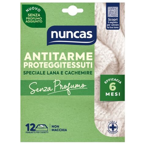 NUNCAS ANTITARME PROTEGGITESSUTI FOGLIETTI SENZA PROFUMO - 12 PEZZI