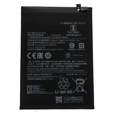 NUOVA BATTERIA BN62 PER XIAOMI REDMI 9T M2010J19SG M2010J19SY 6000mAh