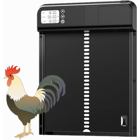 Nuova porta automatica per pollaio, porta per pollaio in metallo intelligente 3.0, porta per animali in metallo con timer, adatta per polli, anatre, piccioni, ecc. (nero)