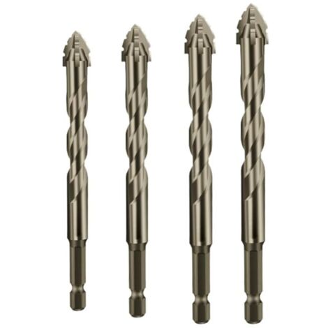 Nuova punta da trapano eccentrica a quattro taglienti, punta da trapano con rivestimento in titanio, set di punte da trapano multi-misura per legno e metallo (6/8/10/12 mm)