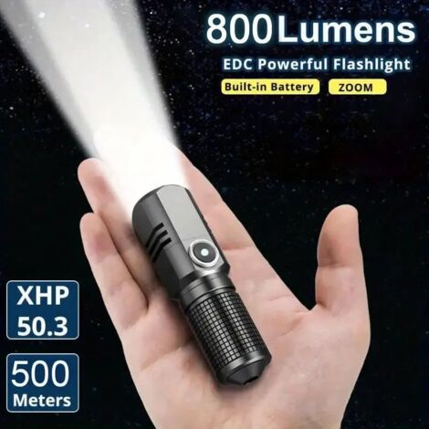 Nuova torcia ad alta potenza, mini portatile, laser LED a lungo raggio, super luminosa, P50, ricaricabile, Type-C, zoom.