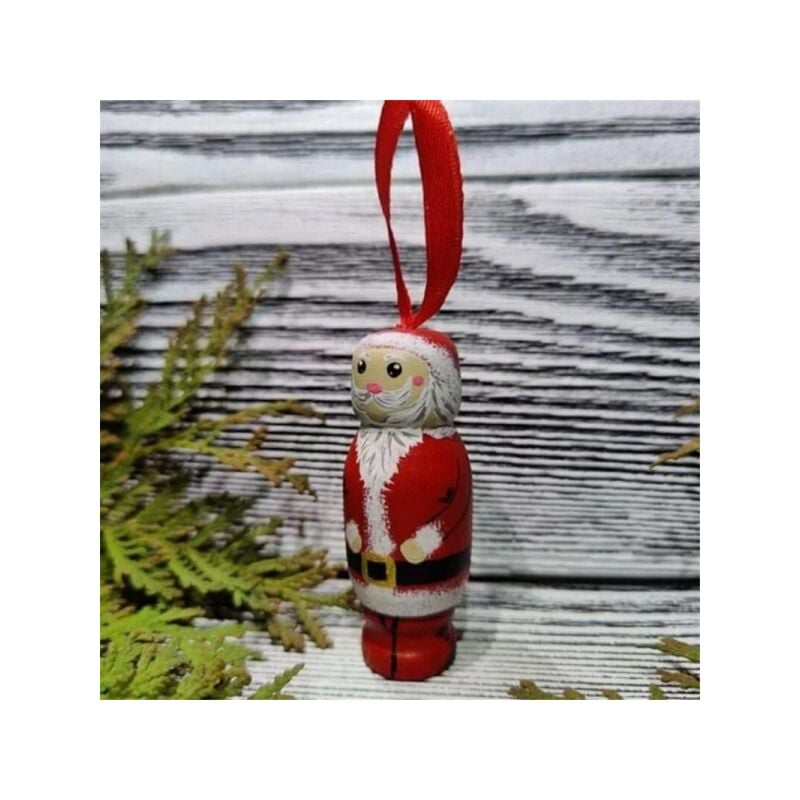 Image of Nuovo divertente ciondolo di Babbo Natale, ornamenti natalizi, decorazioni per l'albero di Natale, divertente Babbo Natale in piedi in legno (maschio)