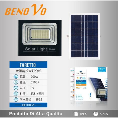 Nuovo Faro solare LED 80W 120W 200W 400W 600W Sensore Crepuscolare 150Lm/W ip66  200