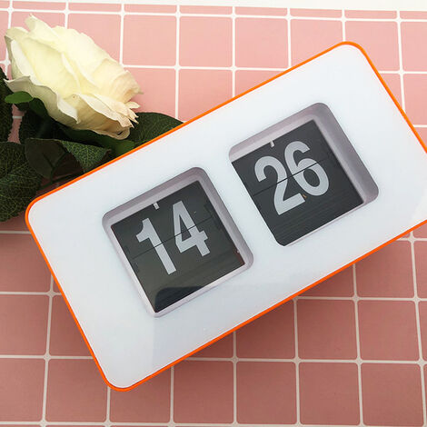 Nuovo intelligente semplice pagina automatica flipping calendario orologio semplice orologio digitale soggiorno sedile orologio tabulazione 24 ore,Arancione