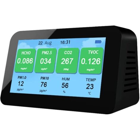 Nuovo monitor della qualità dell'aria interna in uno, rileva CO2/TVOC/ACI/HCHO/PM2.5/PM1.0/PM10 Temperatura/umidità Monitor della qualità dell'aria domestica