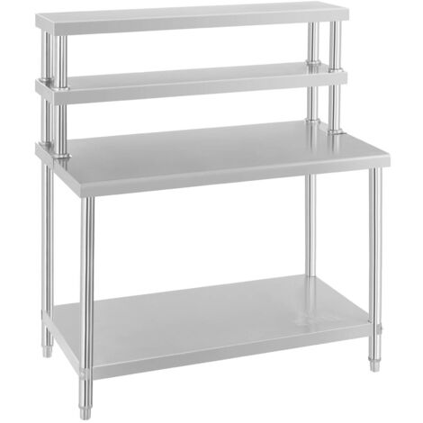 Nuovo Tavolo Inox Con Sovrastruttura Da 2 Ripiani - Carico Totale Fino A 175 Kg