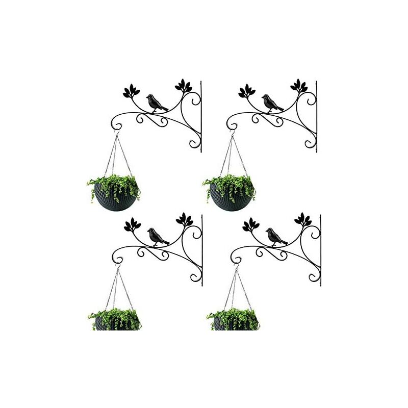 Bearsu - NUPTIO Staffe per cestini da appendere 31,5 cm Ganci per fioriere da parete, 2 pezzi Ganci per appendere piante in ferro nero Staffe da