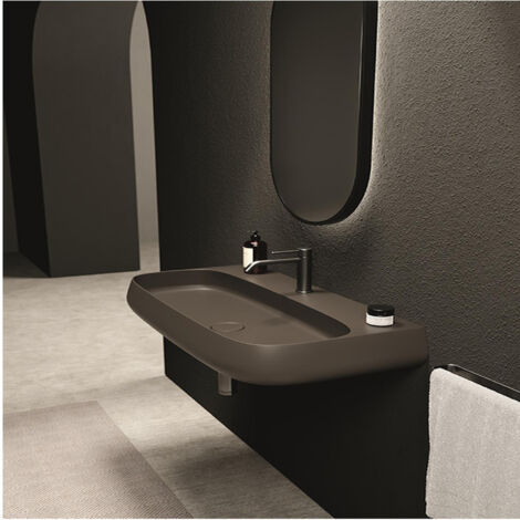 NUR 90x45 Noir mat. sans bonde. sans siphon
