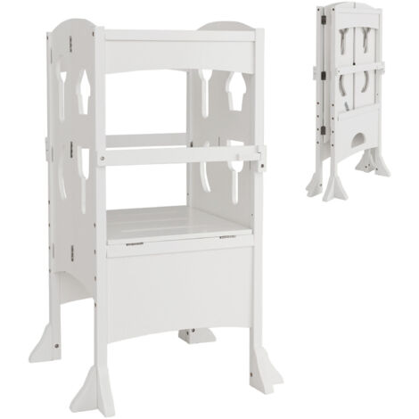 Nursery Step Stool Wooden Toddler Kitchen Helper Stand Folding Toddler Standing