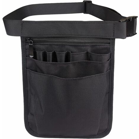 Nurse's Bag, Multifunctional Tool Belt Bag, Tool Pouch, Tool Holder, Black Nurse Accessory Storage Bag with Adjustable Belt for Nurses and Gardeners