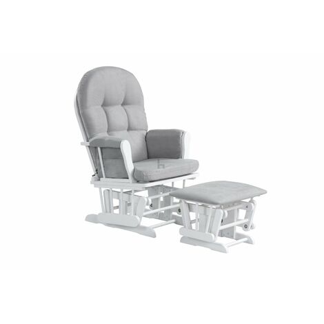 Nursing Glider Maternity Chair with Footrest Baby Rocking Nursery Seat Wood New, White & Grey