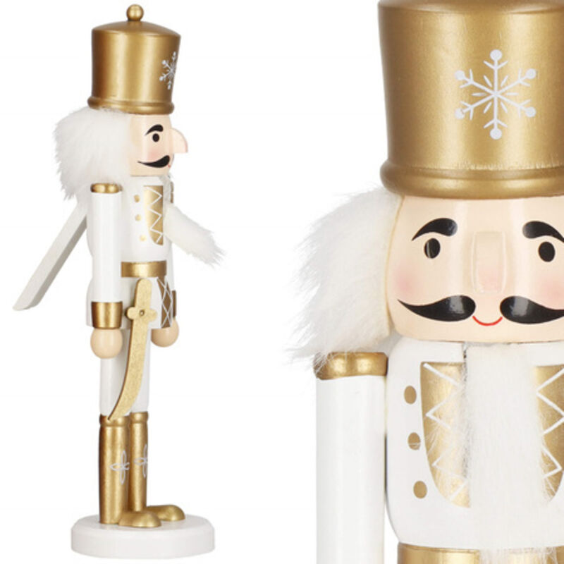 Springos Nussknacker 30 Cm Mit Holzschwert, Goldene Soldatenfigur, Weihnachtsfigur