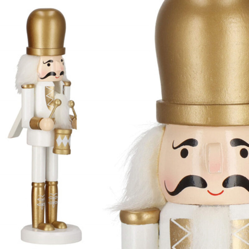 Springos Nussknacker 30, 5 Cm Mit Goldenem Holzsoldaten, Weihnachtsfigur