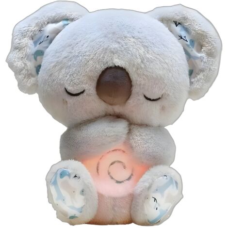 MIMIY Nutria relajante, koala antiansiedad, koala relajante, con luces musicales y movimiento de respiración rítmica, nutria para dormir, almohadas para dormir