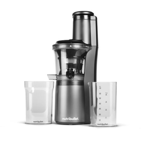 nutribullet Slow Juicer, estrattore di succo a freddo, estrattore frutta e verdura, potenza 150W, vaschetta per polpa da 887ml, caraffa da 700ml, nero, NBJ500
