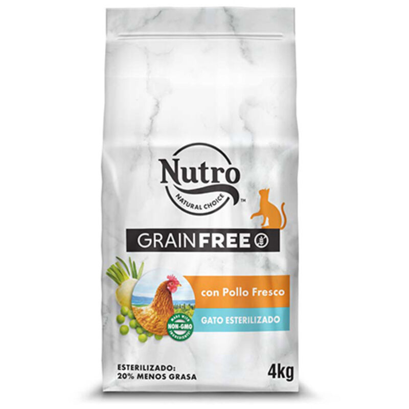 

GRAIN FREE GATOS ADULTOS ESTERILIZADOS, POLLO, 4 kg - Nutro