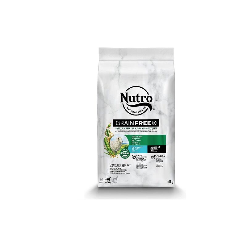 

GRAIN FREE PERROS ADULTOS RAZAS MEDIANAS LIGHT, CORDERO, 10 kg - Nutro