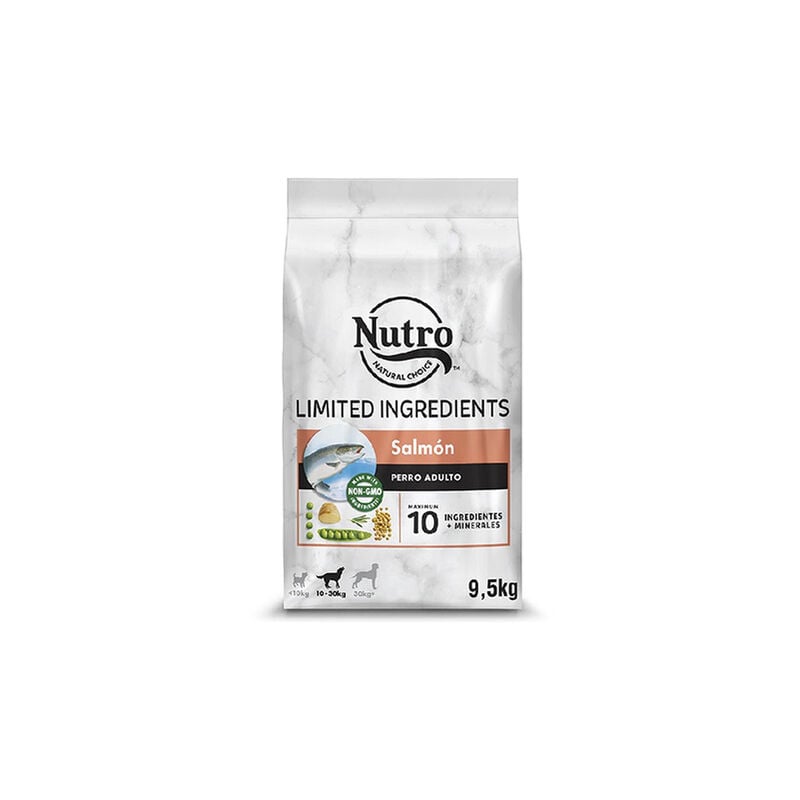 

LIMITED INGREDIENTE PERROS ADULTOS RAZAS MEDIANAS, SALMÓN, 9,5 kg - Nutro