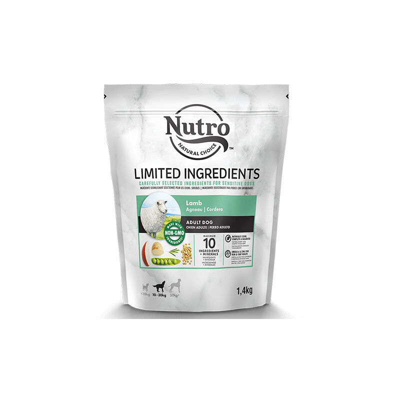 

NUTRO LIMITED INGREDIENTE PERROS ADULTOS RAZAS MEDIANAS, CORDERO, 1,4 kg