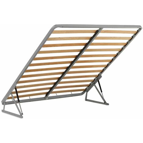 ☁️ Nuvola™ - Rete Letto Contenitore 450STD con apertura a compasso - ✅ Ortopedica, Doghe in Legno - Struttura in Ferro  - Più comoda grazie alla maggiore apertura della rete in altezza - Compatibile con Tutti i tipi di Letti e Materassi