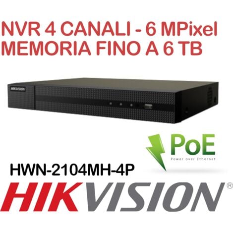NVR Hikvision Hiwatch HWN-2104MH-4P 4 canali 6 Megapixel PoE
