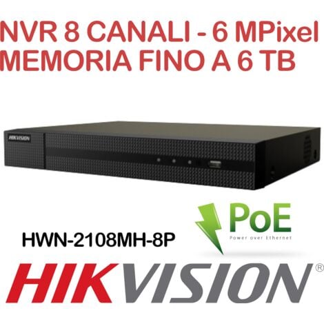 NVR Hikvision Hiwatch HWN-2108MH-8P 8 canali 6 Megapixel PoE
